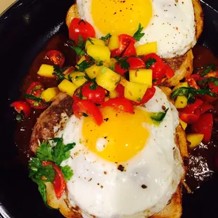 two fried eggs on toast
