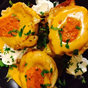 French bread scotch eggs with chorizo potatoes