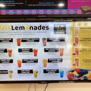 a menu for life's lemonades