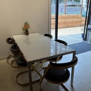 a table and chairs