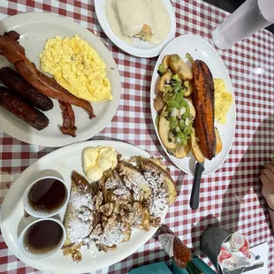 Walnut French Toast, biscuits &amp; gravy, home style potatoes, sausage &amp; eggs
