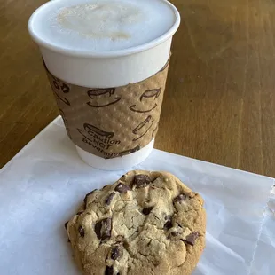Chocolate Chunk Cookie and Medium Cafe au Lait