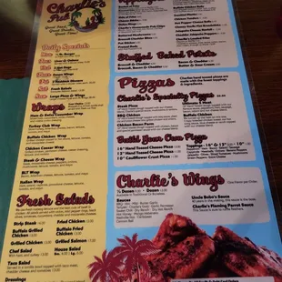 a menu for a restaurant