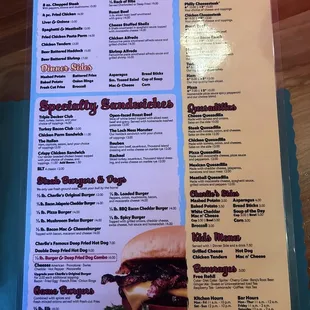 the menu of the restaurant