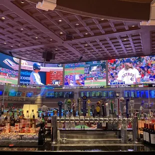 View of Wynn sports book from bar area