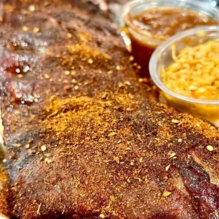 Rendezvous Famous Pork Ribs with Baked Beans and Slaw