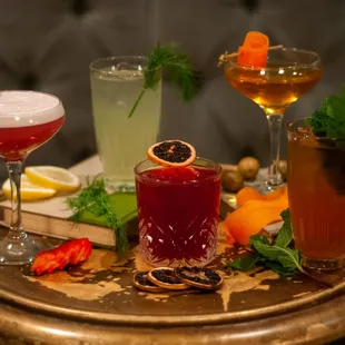 a variety of cocktails