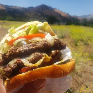 Double Cheeseburger with Jalapeños. I forgot the name of the burger