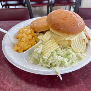 BBQ Chicken Sandwich with Slaw and Mac &amp; Cheese