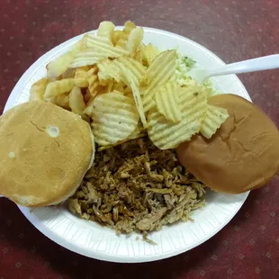 $7.00 Bar-B-Que Plate - 2 Stars - Pork is too young to have any smoky flavor or bark. The slaw and fries are blah.