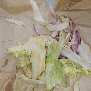 Old lettuce on my burger