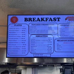 breakfast menu
