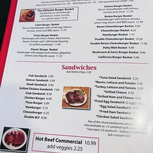 Burgers, sandwiches