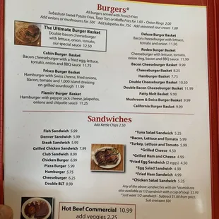 the menu for the restaurant
