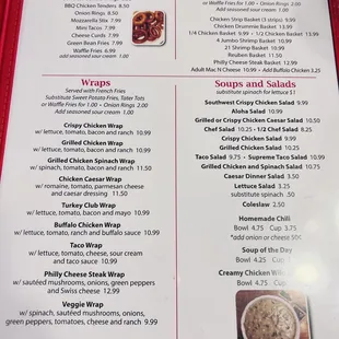 Apps, wings, soups and salads