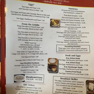 the menu for the restaurant