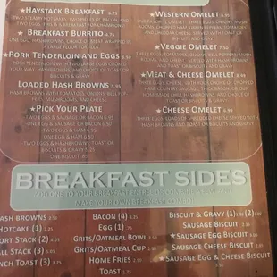 Charlie's Menu Page 1