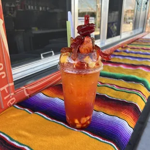 a bloody drink on a table