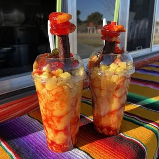 two glasses of fruit juice