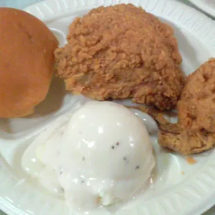 Two piece mixed w/ mashed potatoes &amp; gravy