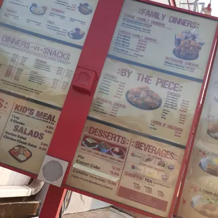Drive through window menu.