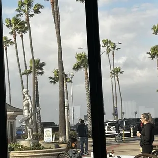 Looking outside from our table.