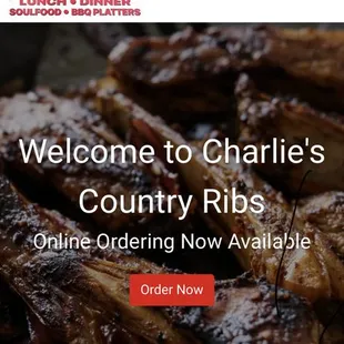 a screenshot of charlie&apos;s country ribs