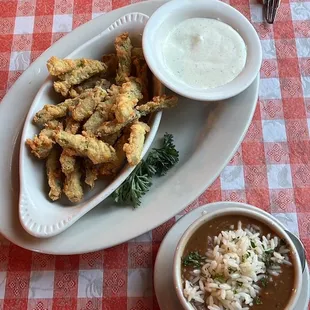 Fried Asparagus and Seafood Gumbo Soup
