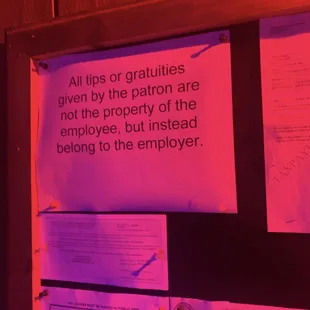 The bar owner is illegally keeping their employees tips. Despicable.