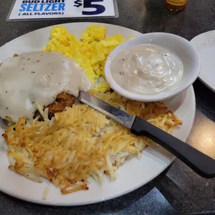 Chicken Fried Steak, Eggs, Hashbrowns, extra gravy...Mmmmmm mmmm good!