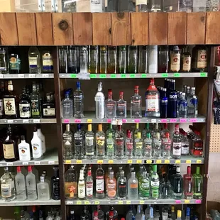shelves of liquor