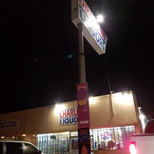 a parking lot at night