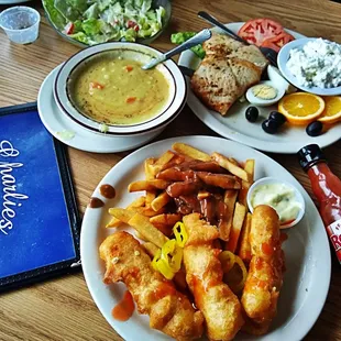 Cheapest prices anywhere, fantastic Fish with Clam Chowder n Salad 10 Bucks