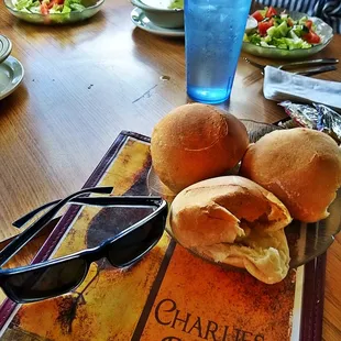 Hot fresh Yeast Rolls with all you can eat Soup Bar with every meal hey a salad too. Most under 10 bucks