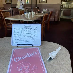a menu on a table