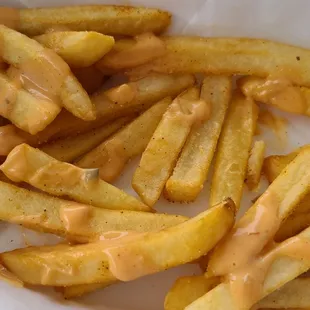 Good fried, not greasy. The paper helped it not melt into the Styrofoam box.