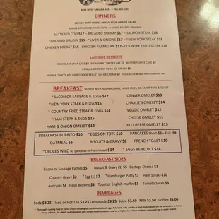 Regular menu