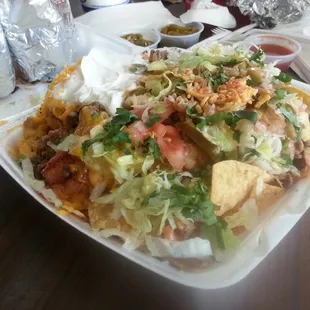 Shrimp and steak nachos