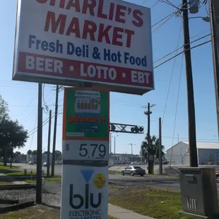 a sign for charlie's market
