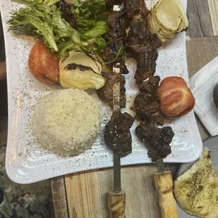 Ribeye Skewers with rice