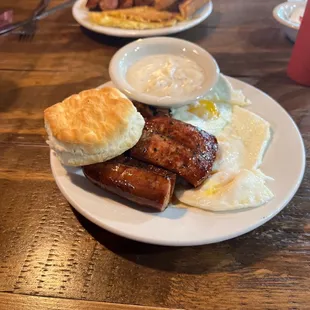 Country Breakfast with biscuit and gravy.