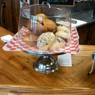 Hot out of the oven Blueberry Muffins and Cinnamon Rolls - How can you resist????