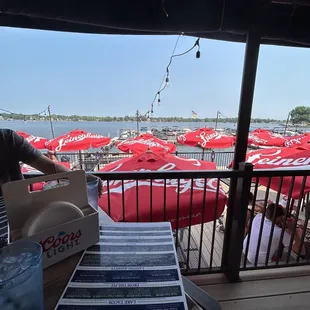 a view of the harbor from the deck
