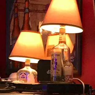 two lamps on a table