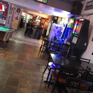 a pool table and arcade