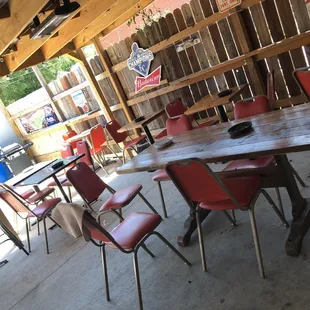 tables and chairs in a restaurant