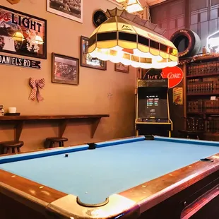 a pool table in a pub