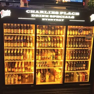 a display of beer bottles