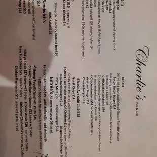 Current menu from 11/9/2021