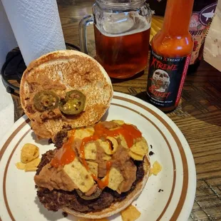 Fritos and refried beans with jalapenos, Tweety upgraded!